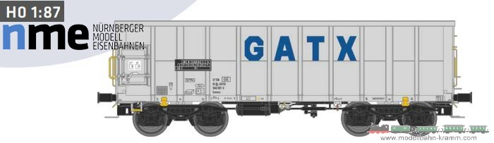 NME Nürnberger Modell-Eisenbahn 545602, EAN 4251921804567: H0 DC Offener Güterwagen Eamnos 11,3m GATX, lichtgrau, geänd. Wag.nr. VI
