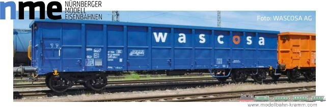 NME Nürnberger Modell-Eisenbahn 554691, EAN 4251921804697: H0 DC/DCC Hochbordwagen Eanos 15,74m WASCOSA, blau VI