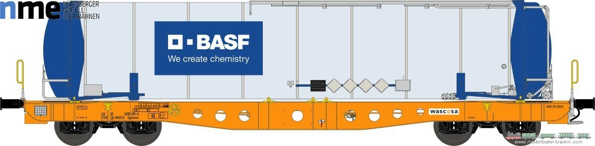 NME Nürnberger Modell-Eisenbahn 561650, EAN 4251921802112: H0 AC 48´ Containertragwagen Wascosa