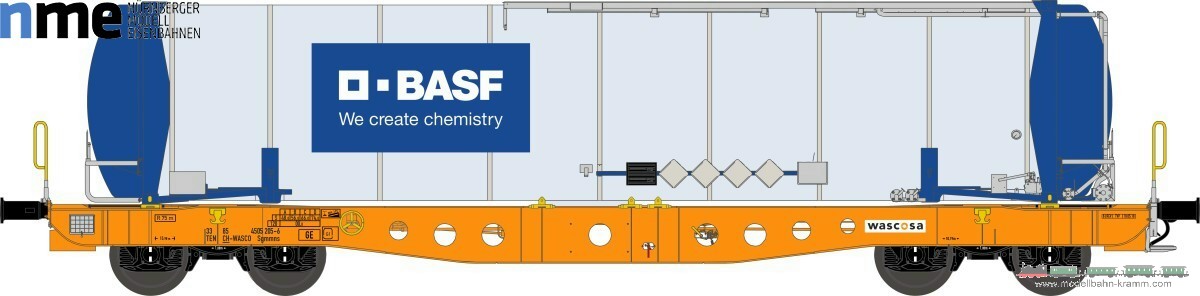 NME Nürnberger Modell-Eisenbahn 561695, EAN 4251921802266: H0 AC 48´ Containertragwagen Wascosa