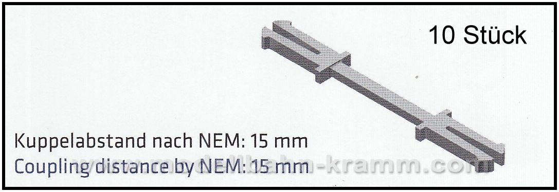 NME Nürnberger Modell-Eisenbahn 950002, EAN 4260365916415: H0 10 Stück starre Kupplungen für NEM 362