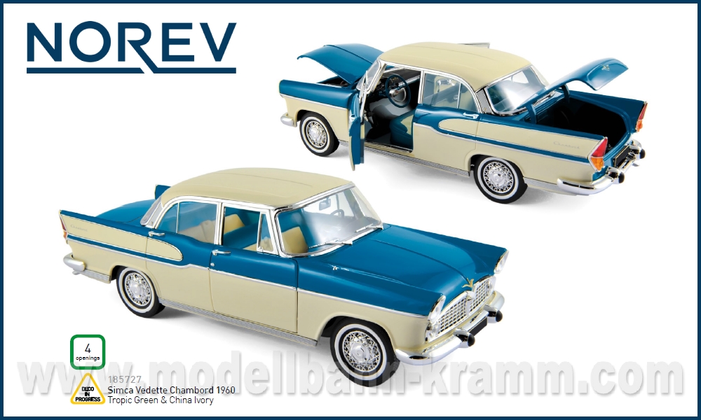 Norev 185727, EAN 3551091857273: 1:18 Simca Vedette Chambord 1960 Tropic Green/China Ivory