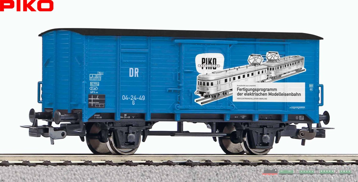 Piko 24502, EAN 4015615245025: H0 DC Gedeckter Güterwagen G02 VEB PIKO DR III