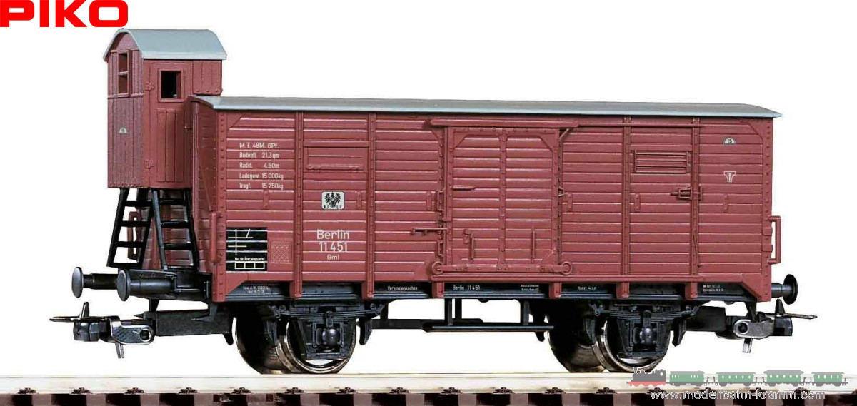 Piko 24503, EAN 4015615245032: H0 DC Gedeckter Güterwagen KPEV mit Bremserhaus I