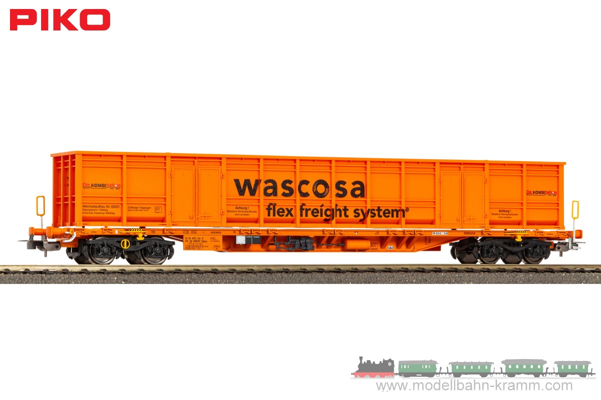Piko 24553, EAN 4015615245537: H0 DC Containertragwagen Sgnns CH-Wasco VI