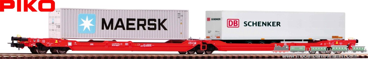 Piko 24619, EAN 4015615246190: H0 DC Taschenwagen T3000e DB AG mit zwei Containern VI