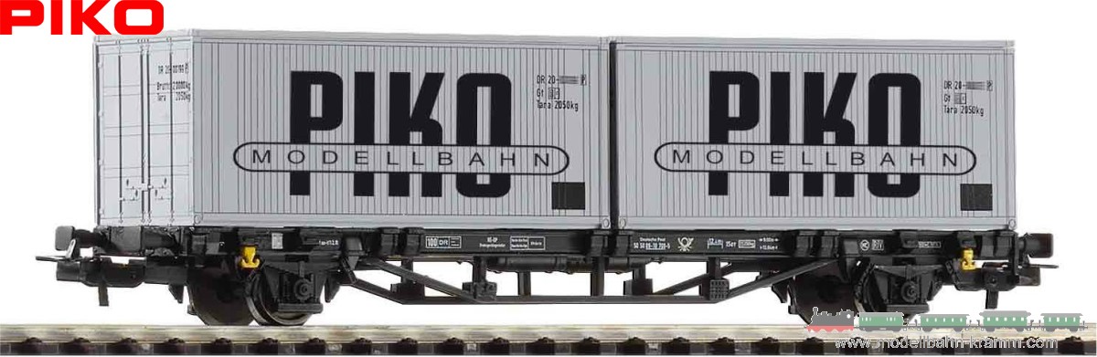 Piko 27709, EAN 4015615277095: H0 DC Containerwagen mit 2x20´ VEB PIKO DR VI