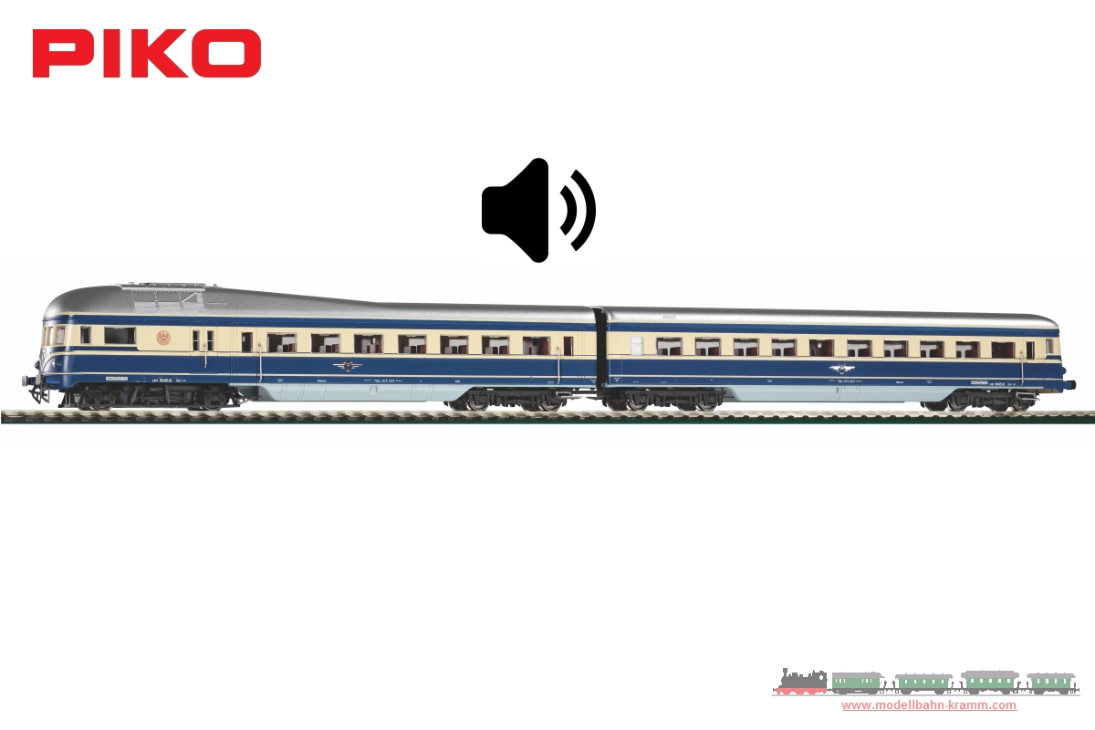 Piko 52073, EAN 4015615520733: H0 DC Sound Dieseltriebwagen Rh 5045 BBÖ III Blauer Blitz, 2tlg.