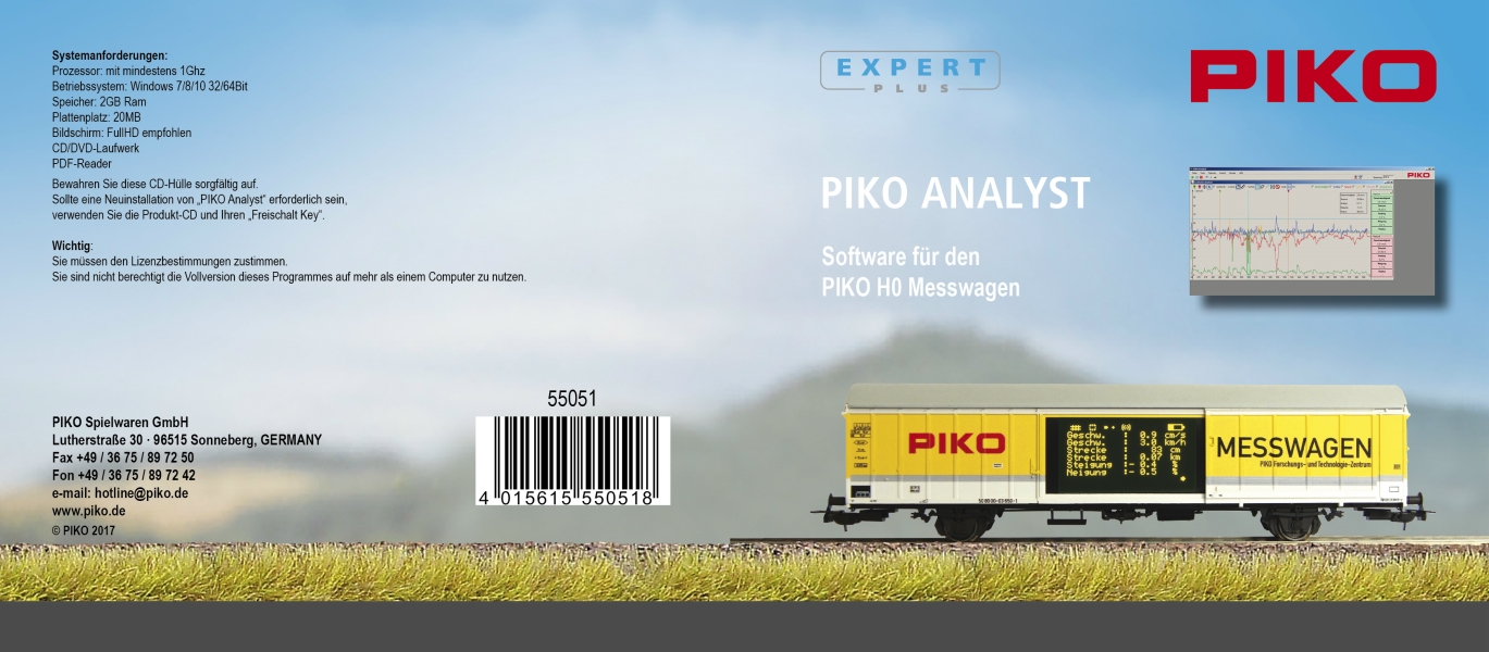 Piko 55051, EAN 4015615550518: Software für PIKO H0 Messwagen (CD-ROM) PIKO Analyst