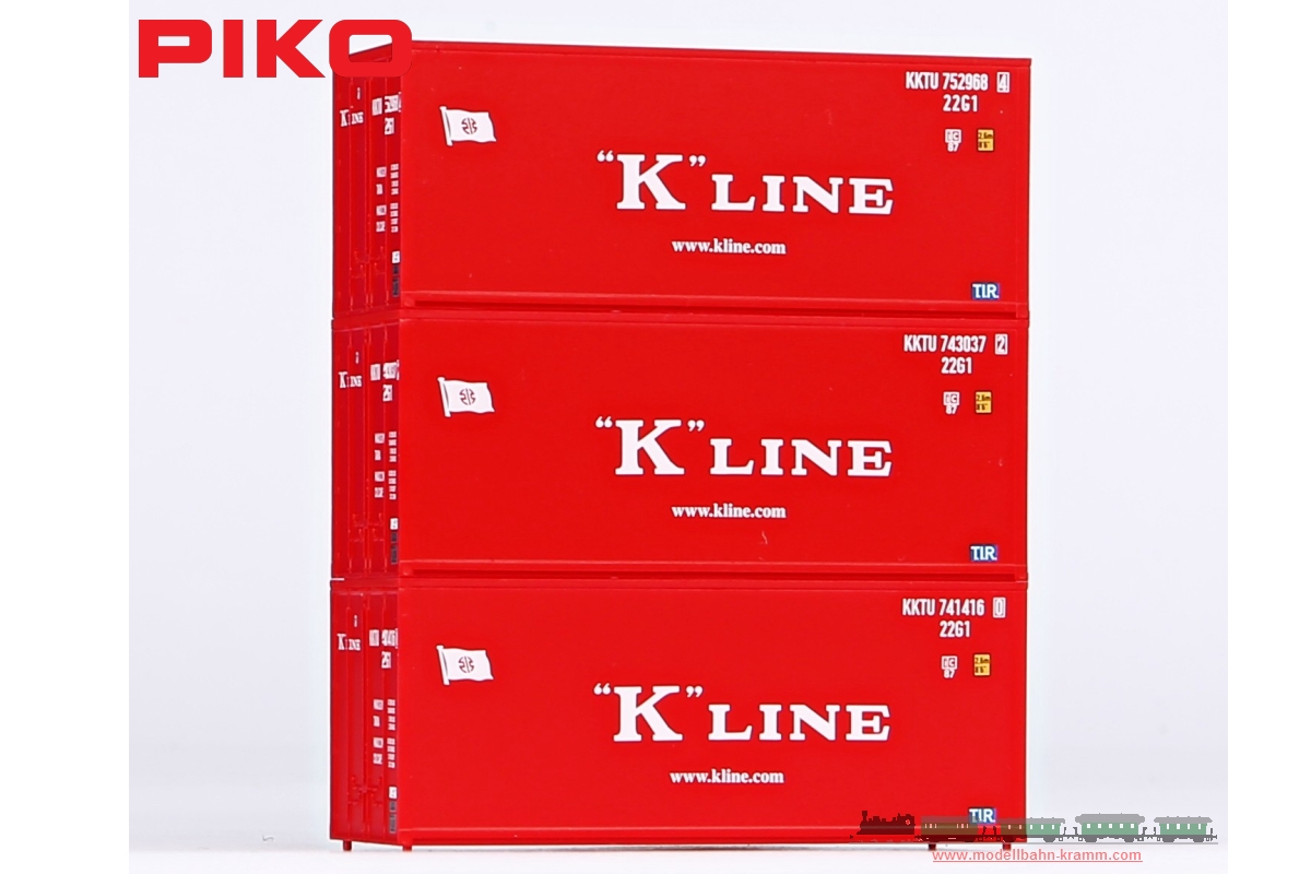 Piko 56220, EAN 4015615562207: H0 3er Set 20 Container K-Line