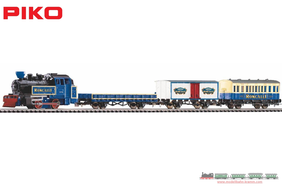 Piko 57142, EAN 4015615571421: H0 DC analog Start-Set mit Bettung Güterzug Roncalli R/C