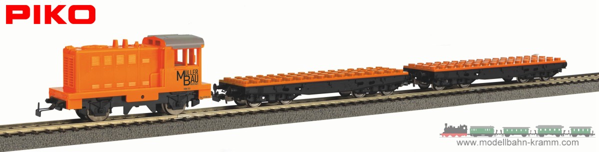 Piko 57143, EAN 4015615571438: H0 DC Start-Set Güterzug Klemmbausteine-Wagen R/C