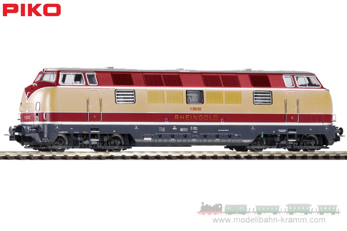 Piko 71283, EAN 2000075522528: H0 DC analog Diesellok V 200 102 DB Rheingold, rot-creme