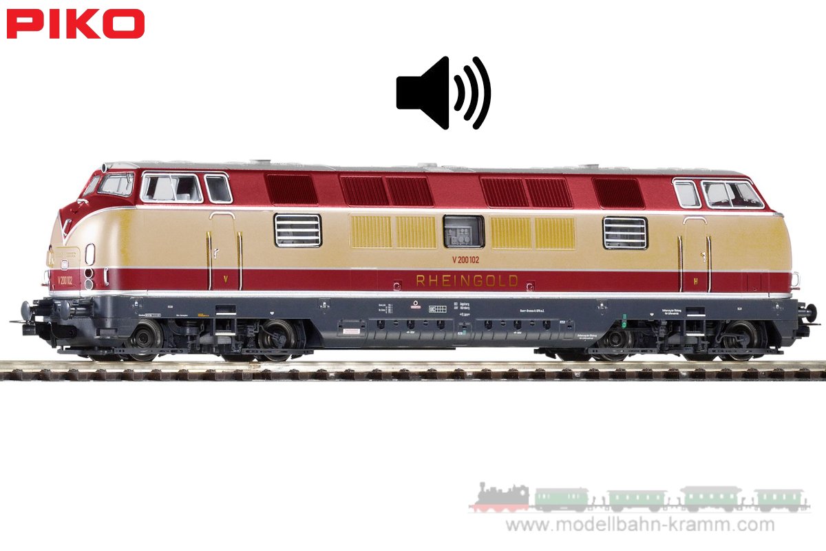 Piko 71285, EAN 2000075522542: H0 AC Sound Diesellok V 200 102 DB Rheingold, rot-creme