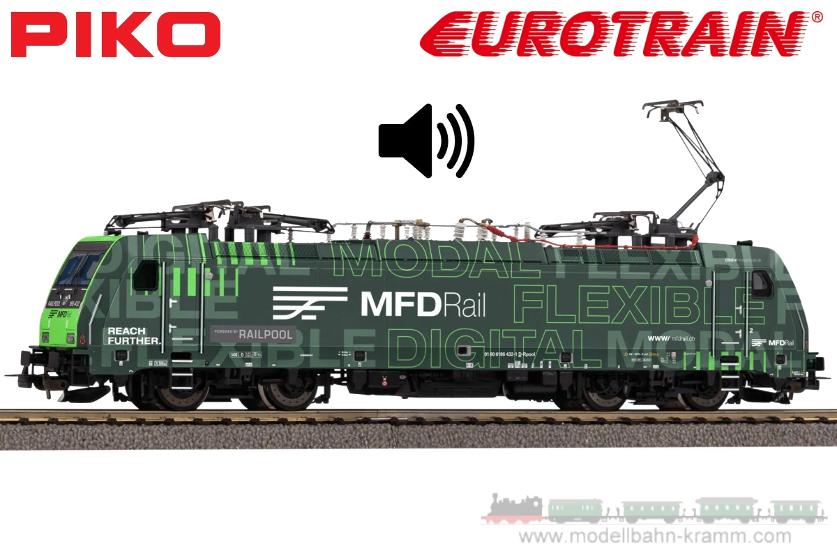 Piko 71330, EAN 4015615713302: H0 DC Sound E-Lok BR 186 MFD Railpool