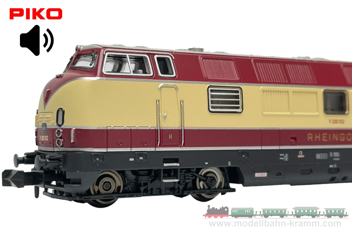 Piko 71607, EAN 2000075512826: N Sound, Diesel locomotive V 200 102, Rheingold - cream/red, era I