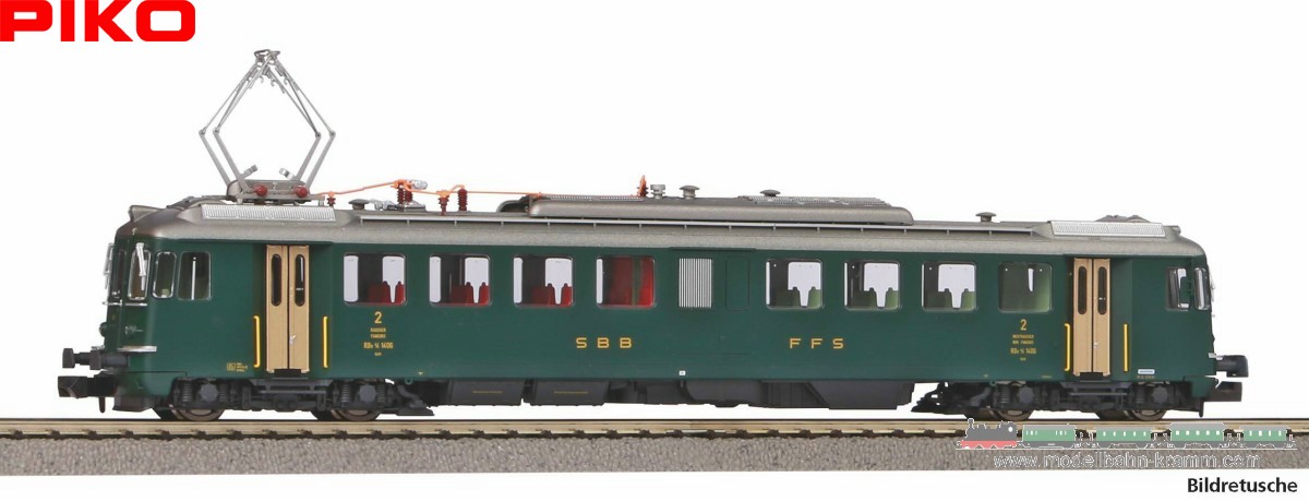 Piko 94152, EAN 4015615941521: N analog Triebwagen RBe 4/4 1406 Prototyp, grün, alte Schrift, SBB