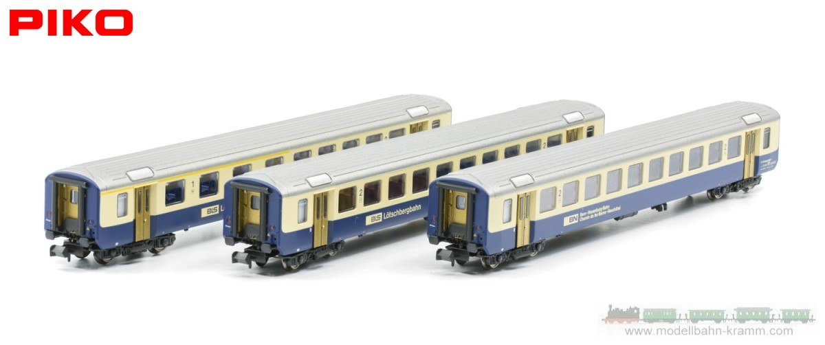 Piko 94395, EAN 4015615943952: Piko N-gauge export models, car set of three passenger cars BLS/BN