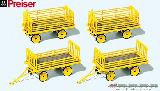Preiser 17127, EAN 4041032171272: H0 Bausatz Anhänger gelb zu Elektrokarre