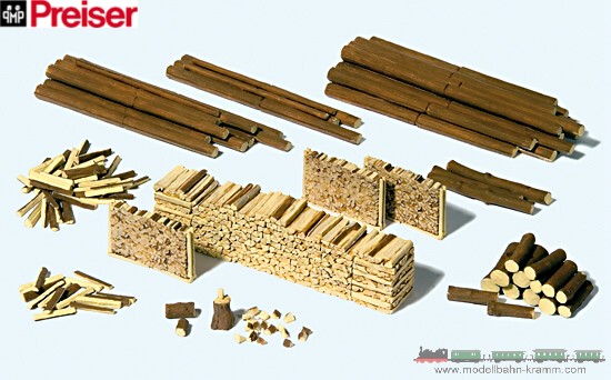 Preiser 17609, EAN 4041032176093: H0 Bausatz Stämme, Holzscheite, Holzstapel