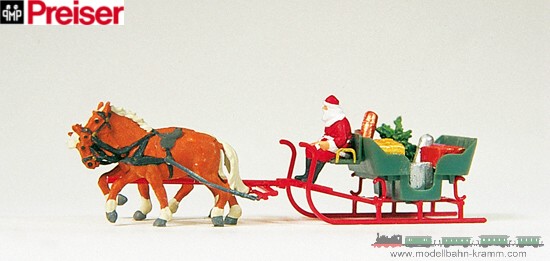 Preiser 30448, EAN 4041032304489: H0 Fertigmodell Weihnachtsmann mit Pferdeschlitten