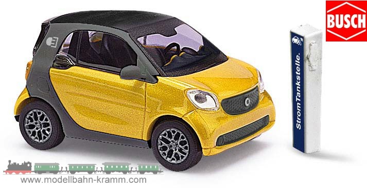 Busch-Automodelle 50724, EAN 4001738507249: H0/1:87 Smart Fortwo Electric gold
