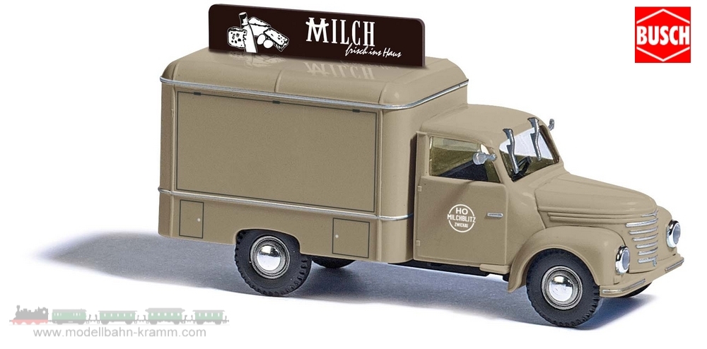 Busch-Automodelle 52013, EAN 4001738520132: H0/1:87 Framo V901/2 Milchwagen, HO Milchblitz Zwickau