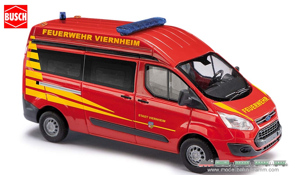 Busch-Automodelle 52510, EAN 4001738525106: 1:87 Ford Transit Custom Bus Feuerwehr Viernheim