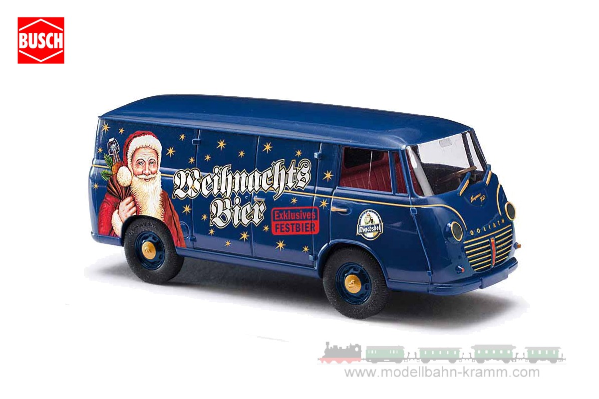 Busch-Automodelle 94023, EAN 4001738940237: 1:87  Goliath Kastenwagen -Weihnachtsbier-