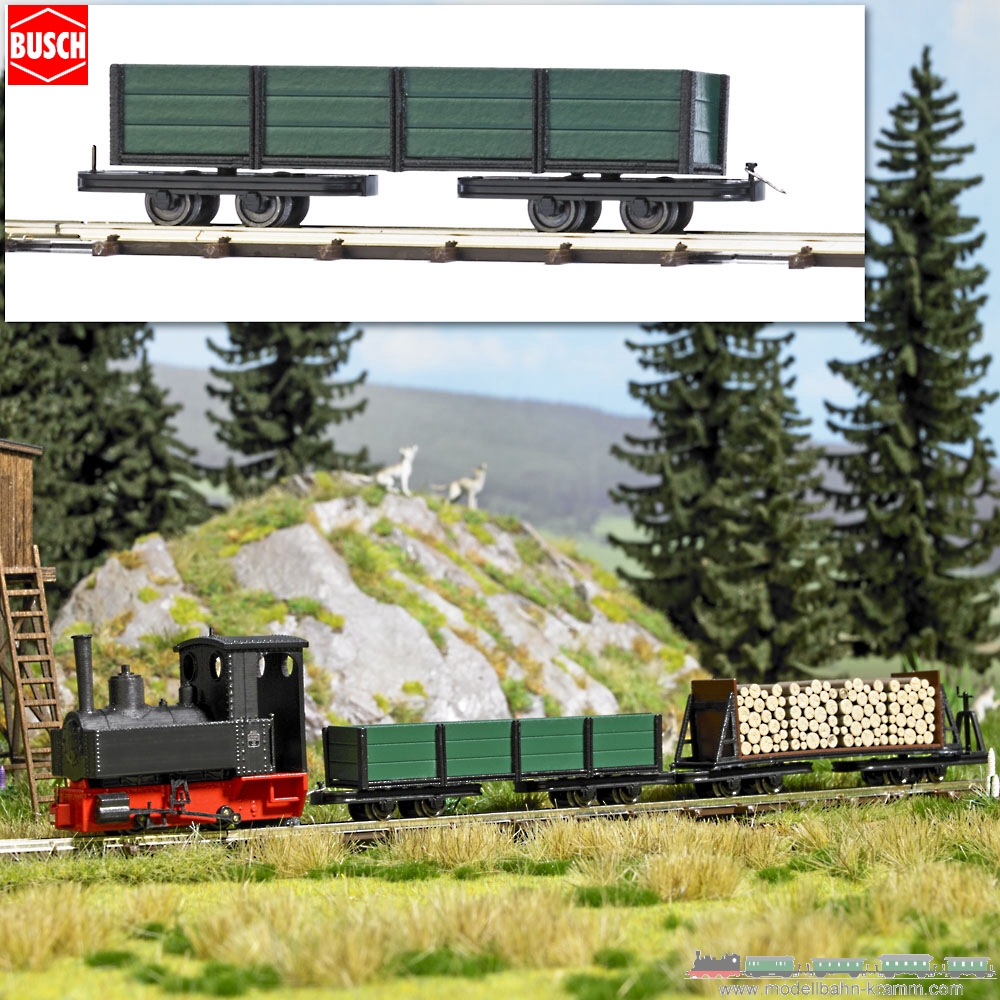 Busch-Zubehör 12246, EAN 4001738122466: H0f Drehgestell-Niederbordwagen - Feldbahn