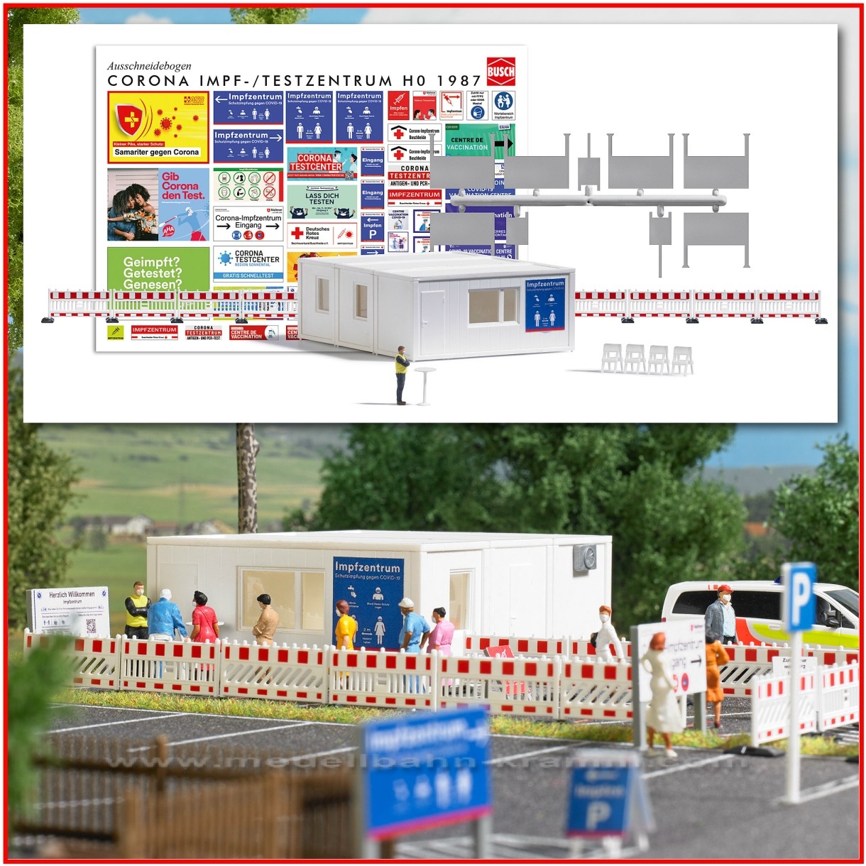 Busch-Zubehör 1987, EAN 4001738019872: H0 Impf-/Testzentrum