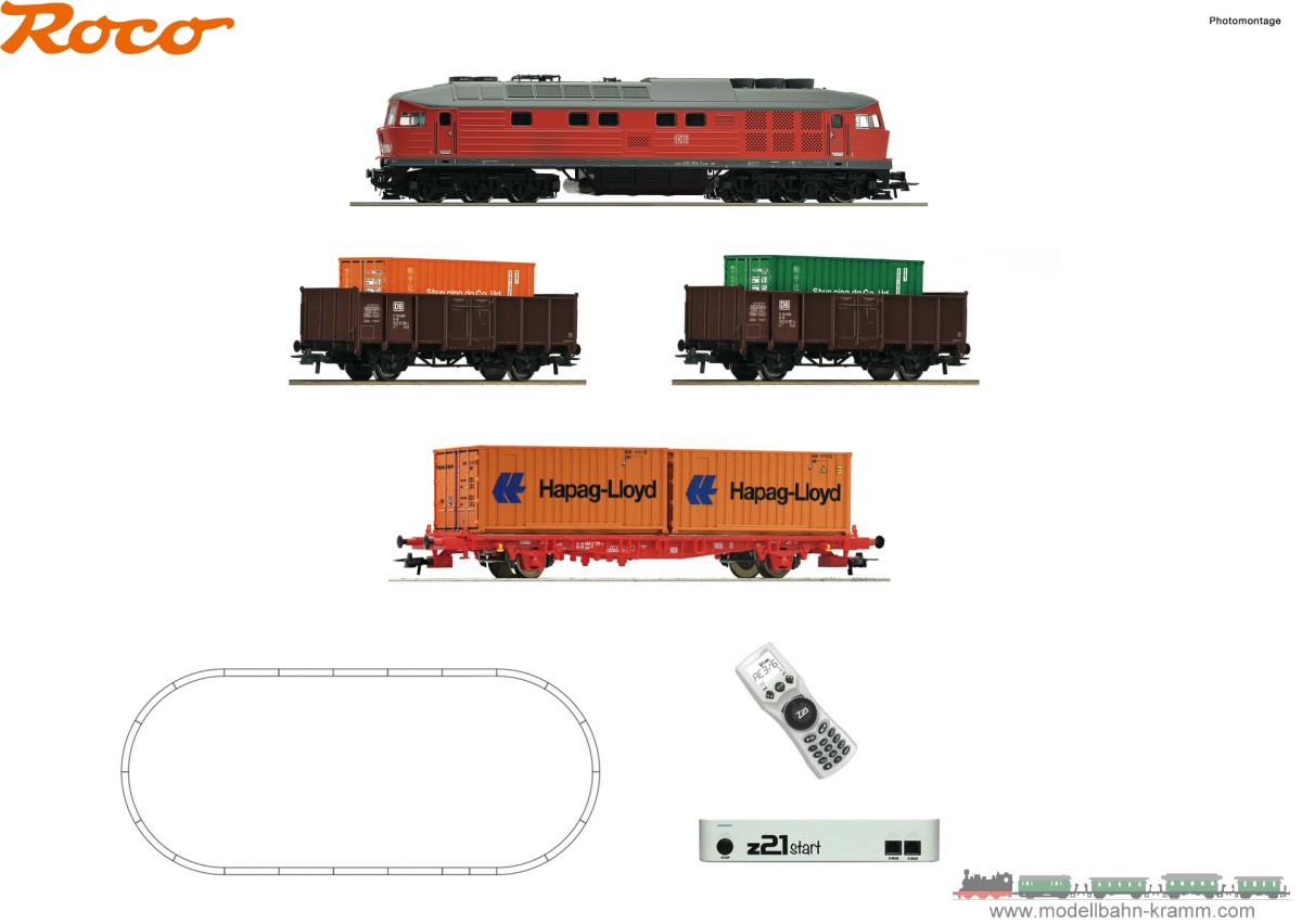 Roco 5110003, EAN 9005033063351: H0 DC z21 start Digitalset: Diesellokomotive BR 232 mit Güterzug, DB AG