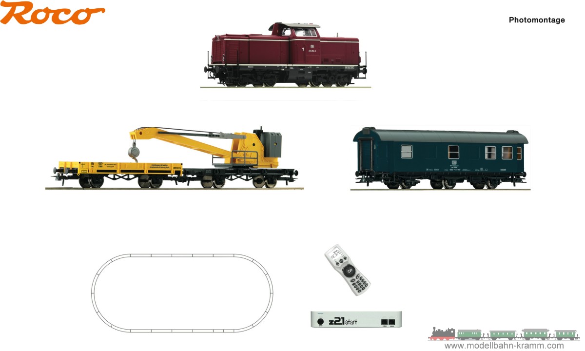 Roco 5110004, EAN 9005033068608: H0 DC 21 start Digitalset: Diesellokomotive BR 211 mit Kranzug, DB IV