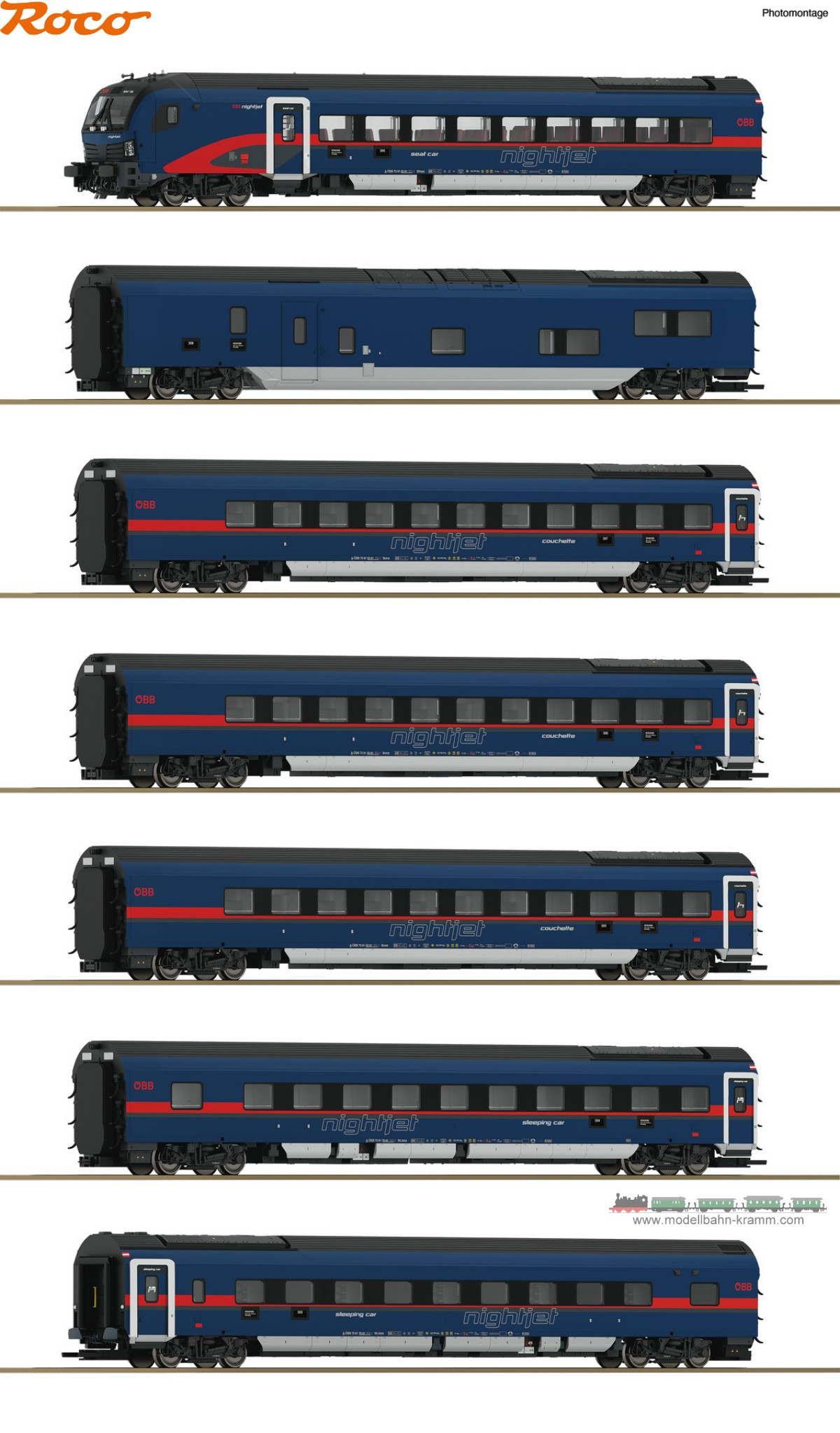 H0  AC digital 7er Set Nightjet ÖBB AC VI