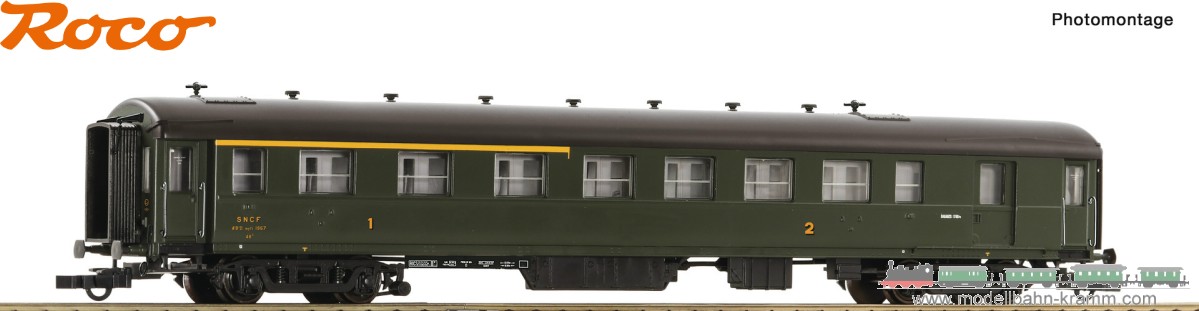 Roco 6200008, EAN 9005033062309: H0 DC Schnellzugwagen 1./2. Klasse mit Gepäckabteil, SNCF IV