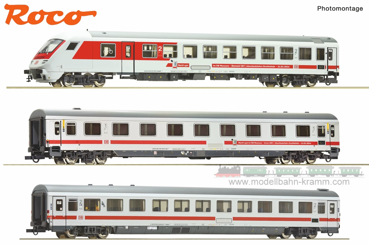 Roco 6200173, EAN 9005033077372: H0 DC 3er Set IC Abschiedsfahrt Drehfalttüren und Bordbistro
