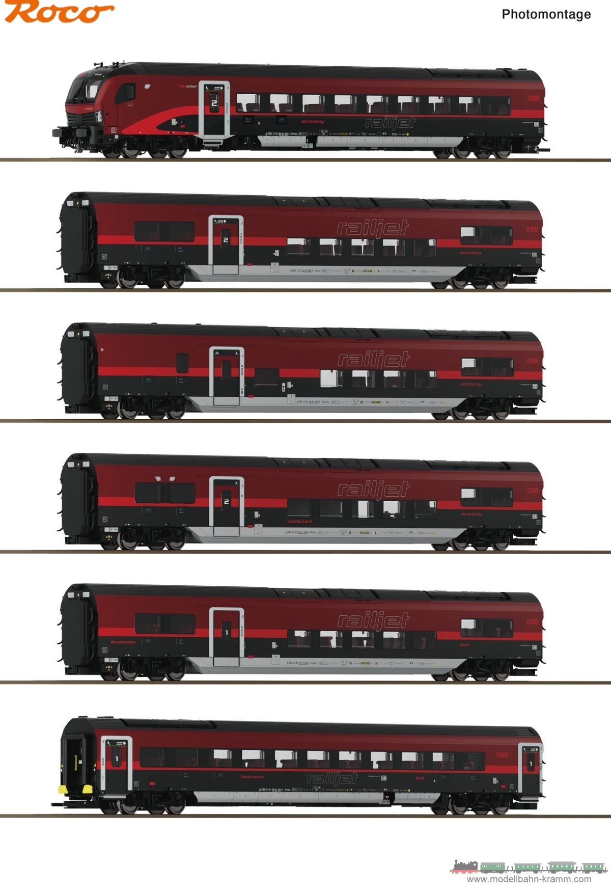 Modellbahn-Kramm: Roco 6220178 H0 AC 6-tlg. Set 1: Railjet 2, ÖBB