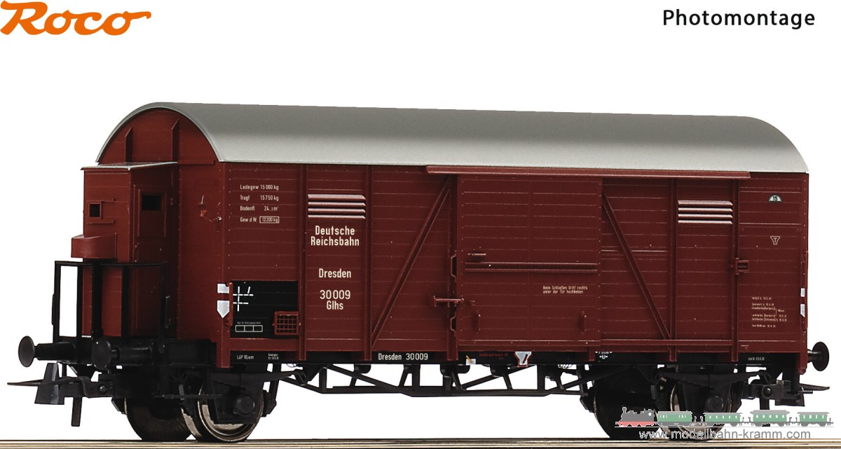 Roco 6600038, EAN 9005033062675: H0 DC gedeckter Güterwagen, DRG II