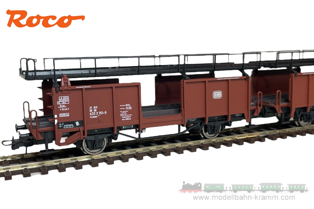Roco 6600047.SET, EAN 2000075566263: H0-gauge, car transport wagon 2-piece, type Laaes 541 of the DB