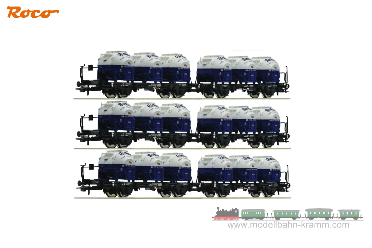 Roco 6600053.3, EAN 2000075832252: H0 DC 3x Doppeltragwageneinheit, DB IV
