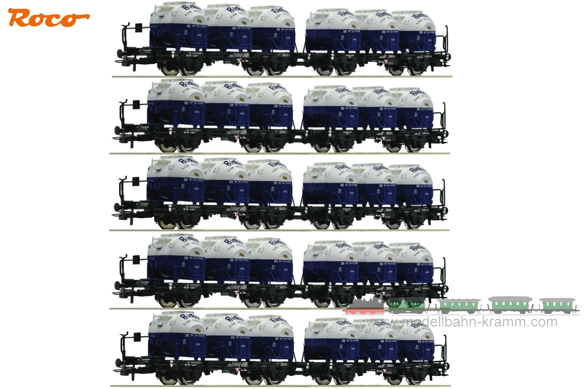Roco 6600053.5, EAN 2000075832276: H0 DC 3x Doppeltragwageneinheit, DB IV