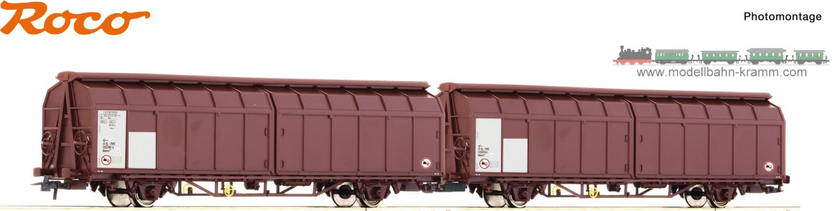 Roco 6600096, EAN 9005033067151: H0 DC Schiebewandwagen-Doppeleinheit, PKP Cargo VI