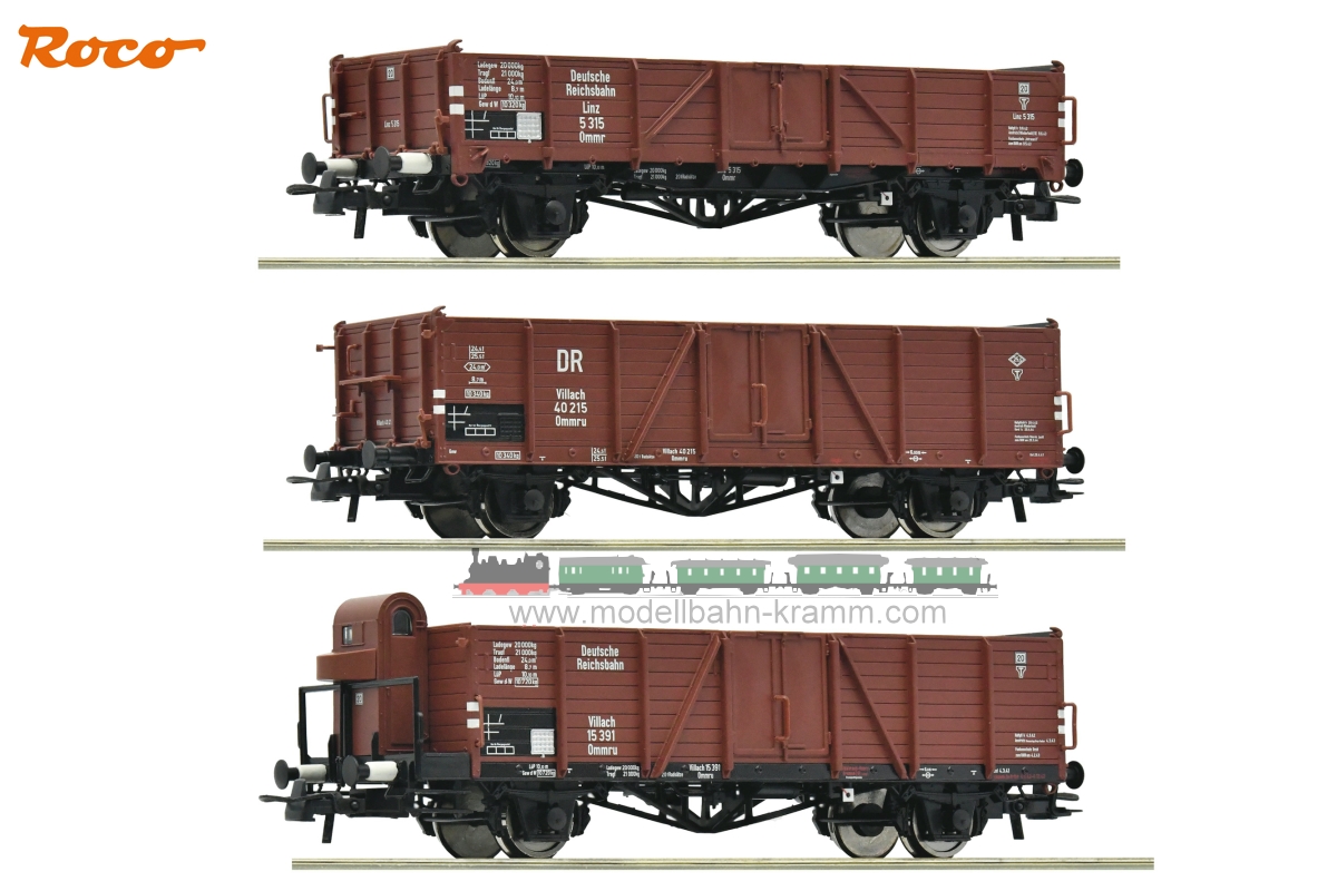 Roco 6600102, EAN 9005033067311: H0 DC 3-tlg. Set: Offene Güterwagen, DRB II