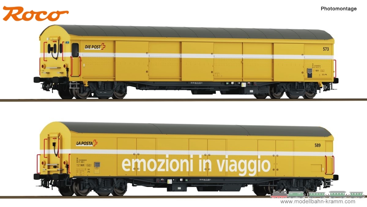 Roco 6600243, EAN 9005033385583: H0 DC 2-tlg. Set: Paket-Postwagen Wascosa
