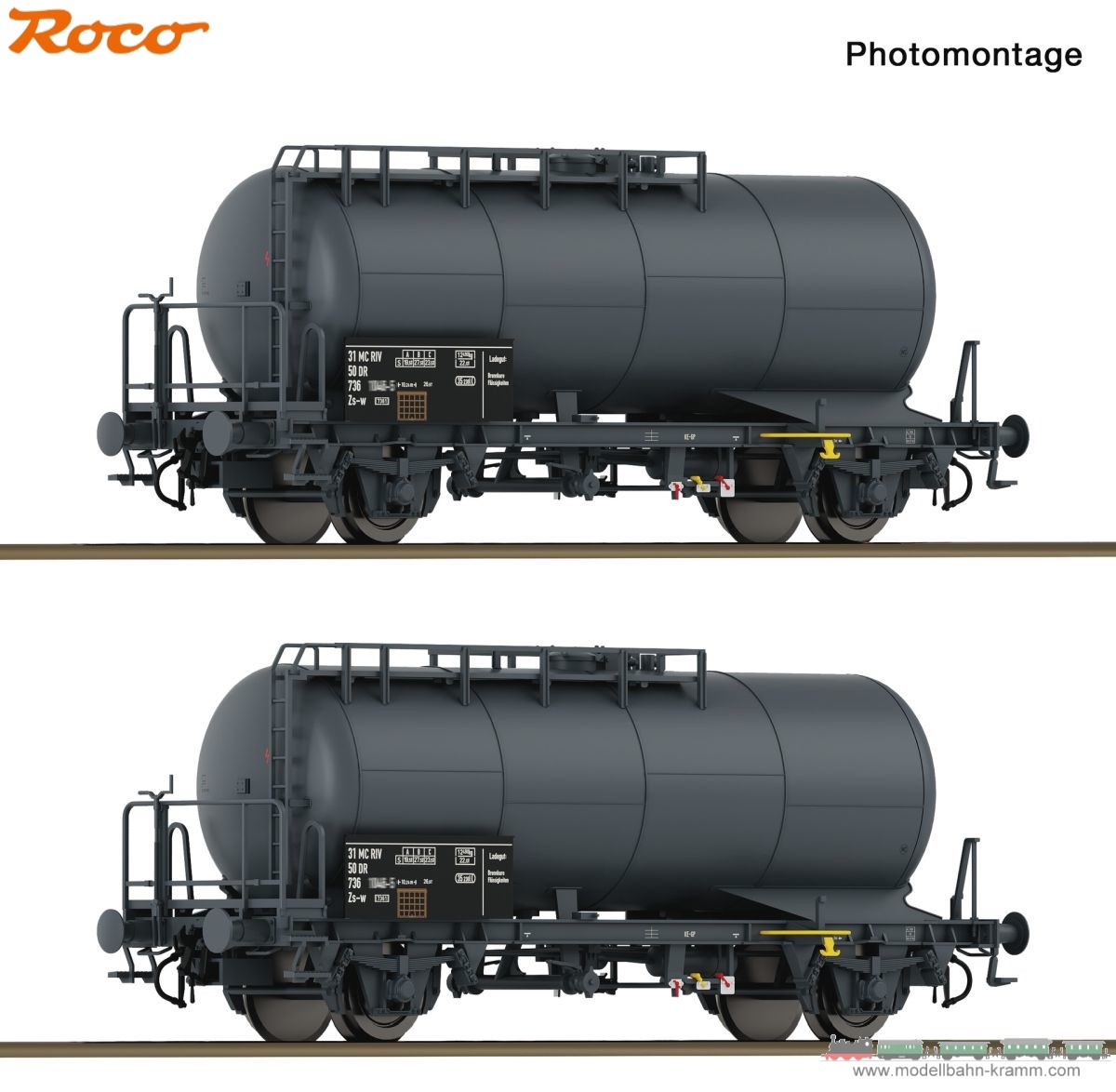 Roco 6600245, EAN 9005033385613: H0 DC 2-tlg. Set: Kesselwagen DR
