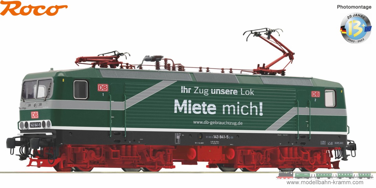 Roco 7500095, EAN 9005033069742: H0 DC analog E-Lok BR 143 841-5 Miete mich DBAG