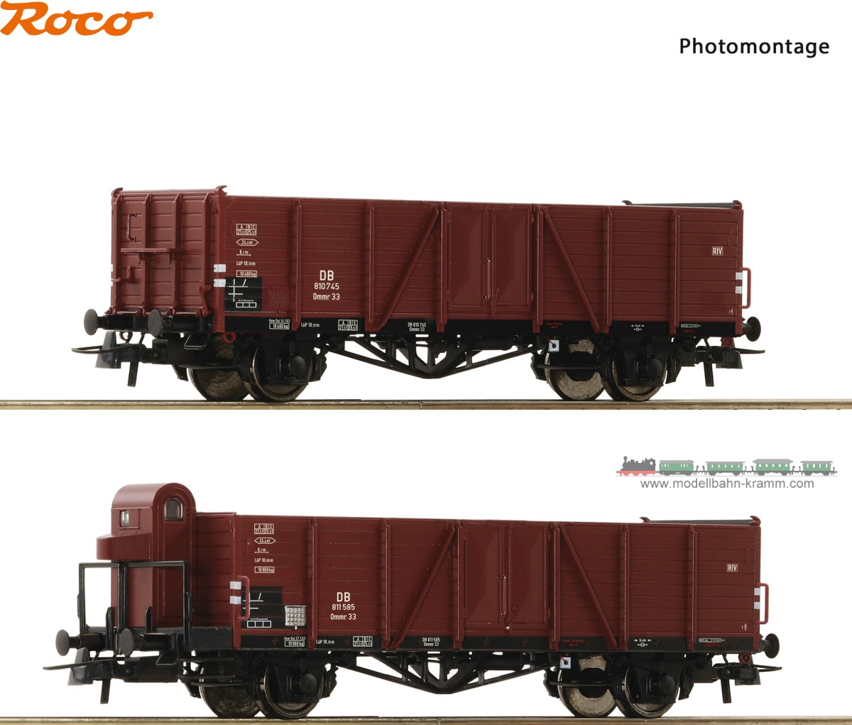 Roco 76289, EAN 9005033762896: H0 DC 2-tlg. Set: Offene Güterwagen, DB III