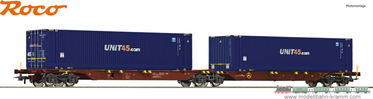 Roco 76634, EAN 9005033766344: H0 DC Container-Doppeltragwagen, GYSEV CARGO