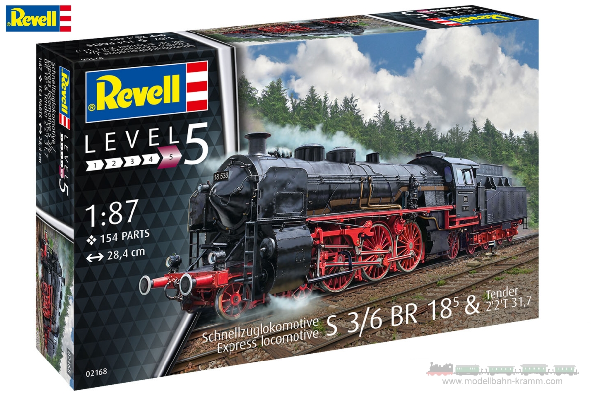 Revell 02168, EAN 4009803021683: 1:87 Bausatz Bayrische Schnellzuglok S 3/6 BR 18 (Standmodell)
