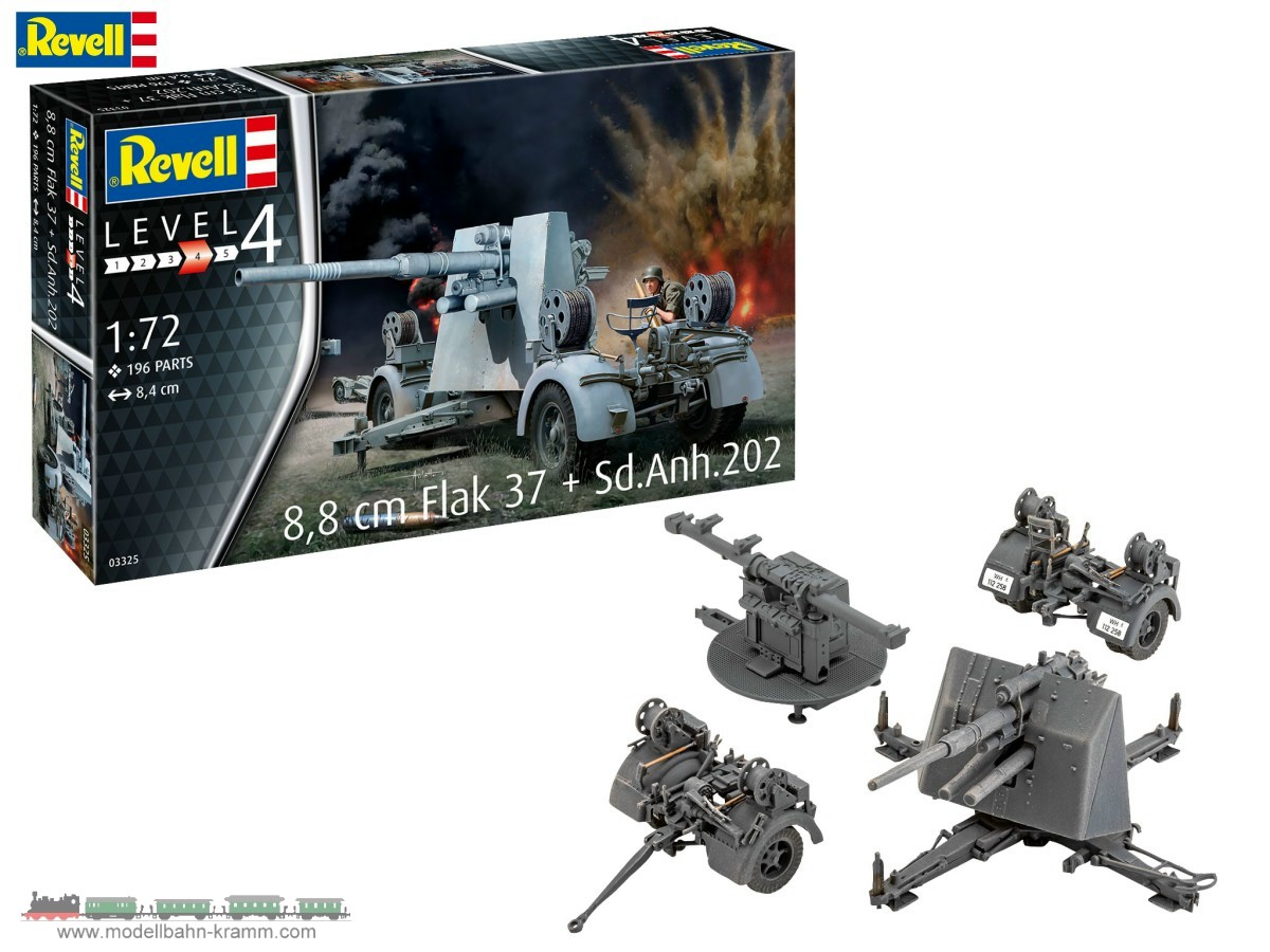 Revell 03325, EAN 4009803033259: 1:72 8,8 cm Flak 37 + Sd.Anh.202